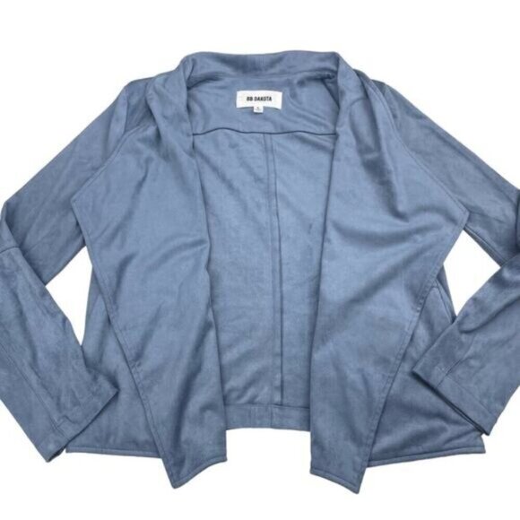 BB Dakota Wade Faux Suede Jacket in Hazey Blue Womens Size Small - Picture 2 of 4